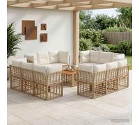 vidaXL Set Divano da Giardino 13 pz Naturale e Bianco Crema polyrattan