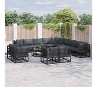 vidaXL Set Divano da Giardino 13 pz Nero Alluminio