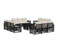 vidaXL Set Divano da Giardino 13 pz Nero e Bianco Crema polyrattan
