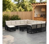 vidaXL Set Divano da Giardino 13 pz Nero e Bianco Crema polyrattan