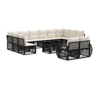 vidaXL Set Divano da Giardino 13 pz Nero e Bianco Crema polyrattan