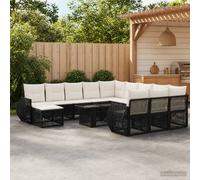 vidaXL Set Divano da Giardino 13 pz Nero e Bianco Crema polyrattan