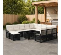 vidaXL Set Divano da Giardino 13 pz Nero e Bianco Crema polyrattan