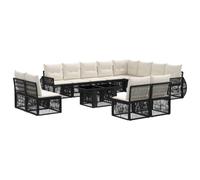 vidaXL Set Divano da Giardino 13 pz Nero e Bianco Crema polyrattan