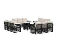 vidaXL Set Divano da Giardino 13 pz Nero e Bianco Crema polyrattan