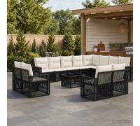 vidaXL Set di divani da giardino, 13 pezzi, colore nero e bianco crema, moderno e resistente alle intemperie, modulabile, perfetto per il patio, il giardino o la terrazza
