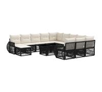 vidaXL Set Divano da Giardino 13 pz Nero e Bianco Crema polyrattan
