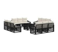 vidaXL Set Divano da Giardino 13 pz Nero e Bianco Crema polyrattan