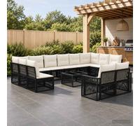 vidaXL Set di divani da giardino, 13 pezzi, colore nero e bianco, crema, moderno divano da esterno, resistente alle intemperie, modulabile, confortevole per il giardino, un elegante angolo lounge