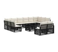 vidaXL Set Divano da Giardino 13 pz Nero e Bianco Crema polyrattan