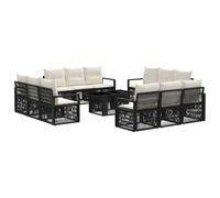 vidaXL Set Divano da Giardino 13 pz Nero e Bianco Crema polyrattan