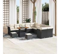 vidaXL Set Divano da Giardino 13 pz Nero e Crema polyrattan