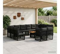 vidaXL Set Divano da Giardino 13 pz Nero e Grigio scuro polyrattan