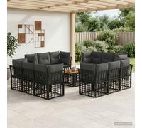 vidaXL Set Divano da Giardino 13 pz Nero e Grigio scuro polyrattan