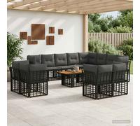 vidaXL Set Divano da Giardino 13 pz Nero e Grigio scuro polyrattan