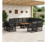 vidaXL Set Divano da Giardino 13 pz Nero e Grigio scuro polyrattan