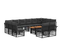 vidaXL Set Divano da Giardino 13 pz Nero e Grigio scuro polyrattan