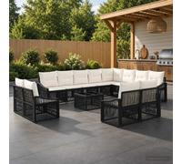 vidaXL Set divano da giardino 13 pezzi nero polyrattan, divano da giardino moderno, design modulare resistente, mobili da patio, set esterno con gambe regolabili