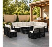 vidaXL Set di divani da giardino, 13 pezzi, colore nero, polyrattan, bagno moderno, divani in rattan, comfort esterno, modularità e facile da pulire, perfetto per il giardino