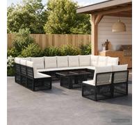 vidaXL Set Divano da Giardino 13 pz Nero polyrattan