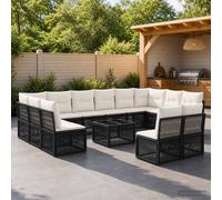 vidaXL Set Divano da Giardino 13 pz Nero polyrattan