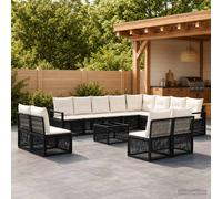vidaXL Set di divani da giardino, 13 pezzi, nero, in rattan sintetico, divano modulare moderno per giardino, resistente alle intemperie, con cuscini regolabili e federe rimovibili