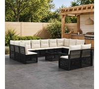 vidaXL Set di divani da giardino 13 pz nero polyrattan, divano modulare da esterno, mobili da giardino resistenti alle intemperie, poltrone regolabili, facile da pulire