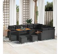 vidaXL Set Divano da Giardino 13 pz Nero polyrattan