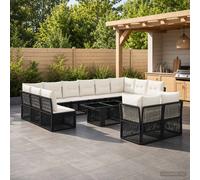 vidaXL Set Divano da Giardino 13 pz Nero polyrattan