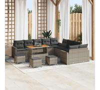 vidaXL Set Divano da Giardino 14 pcs Grigio polyrattan