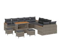 vidaXL Set da Giardino in 14 Pezzi con Cuscini Grigi in Rattan Sintetico. Mobili da Esterno Resistenti, Comodi posti per 6 Persone, Design modulare. Perfetto per Patio, Cortile e terrazza.