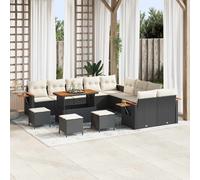 vidaXL Set Divano da Giardino 14 pcs Nero polyrattan