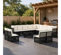 vidaXL Set di divani da giardino, 14 pezzi, colore nero polyrattan, set di divani da giardino moderno, design modulare resistente alle intemperie, mobili in rattan per un momento di relax