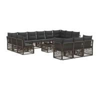 vidaXL Set divano da giardino, 14 pezzi, grigio polyrattan, set divano da giardino moderno, resistente alle intemperie, design modulare, eleganti sedili per esterni