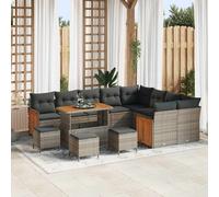 vidaXL Set Divano da Giardino 14 pz 10 posto Grigio polyrattan