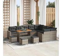 vidaXL Set Divano da Giardino 14 pz 11 posto Grigio polyrattan