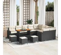 vidaXL Set Divano da Giardino 14 pz 11 posto Nero e Crema polyrattan