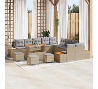 vidaXL Set Divano da Giardino 14 pz 13 posto Beige Poly Rattan