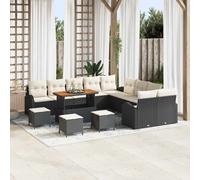 vidaXL Set Divano da Giardino 14 pz 13 posto Nero e Crema