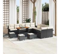vidaXL Set Divano da Giardino 14 pz 13 posto Nero e Crema