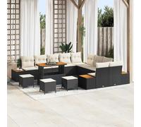 vidaXL Set Divano da Giardino 14 pz 13 posto Nero Poly Rattan