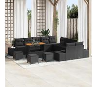 vidaXL Set Divano da Giardino 14 pz 13 posto Nero Poly Rattan