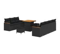 vidaXL Set Divano da Giardino 14 pz 9 posto Nero polyrattan