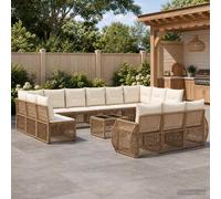 vidaXL Set di divani da giardino, 14 pezzi, beige e bianco crema, divano modulare per giardino, resistente alle intemperie, comodo, facile da pulire, spazio esterno