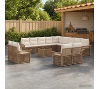 vidaXL Set divano da giardino, 14 pezzi, beige e bianco crema, moderno divano da giardino, mobili componibili, ideale per terrazza e area relax, resistente alle intemperie