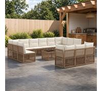 vidaXL Set di divani da giardino, 14 pezzi, beige, rattan sintetico, set divano da giardino moderno, resistente alle intemperie, design modulare, spazio esterno funzionale, rattan poliestere