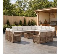 vidaXL Set di divani da giardino, 14 pezzi, beige, in rattan sintetico, divano da giardino modulare regolabile, resistente alle intemperie, set da patio con cuscini, mobili per esterni