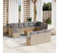 vidaXL Set Divano da Giardino 14 pz con Cuscini Beige Misto Polyrattan