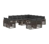 vidaXL Set Divano da Giardino 14 pz Grigio e Grigio Scuro polyrattan