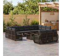vidaXL Set Divano da Giardino 14 pz Grigio e Grigio Scuro polyrattan